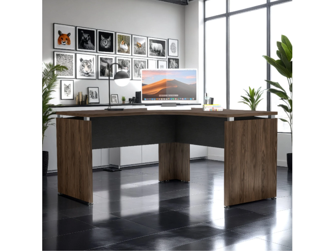 ESCRITORIO FM-004N - NEGRO Y CAFÉ OSCURO 10