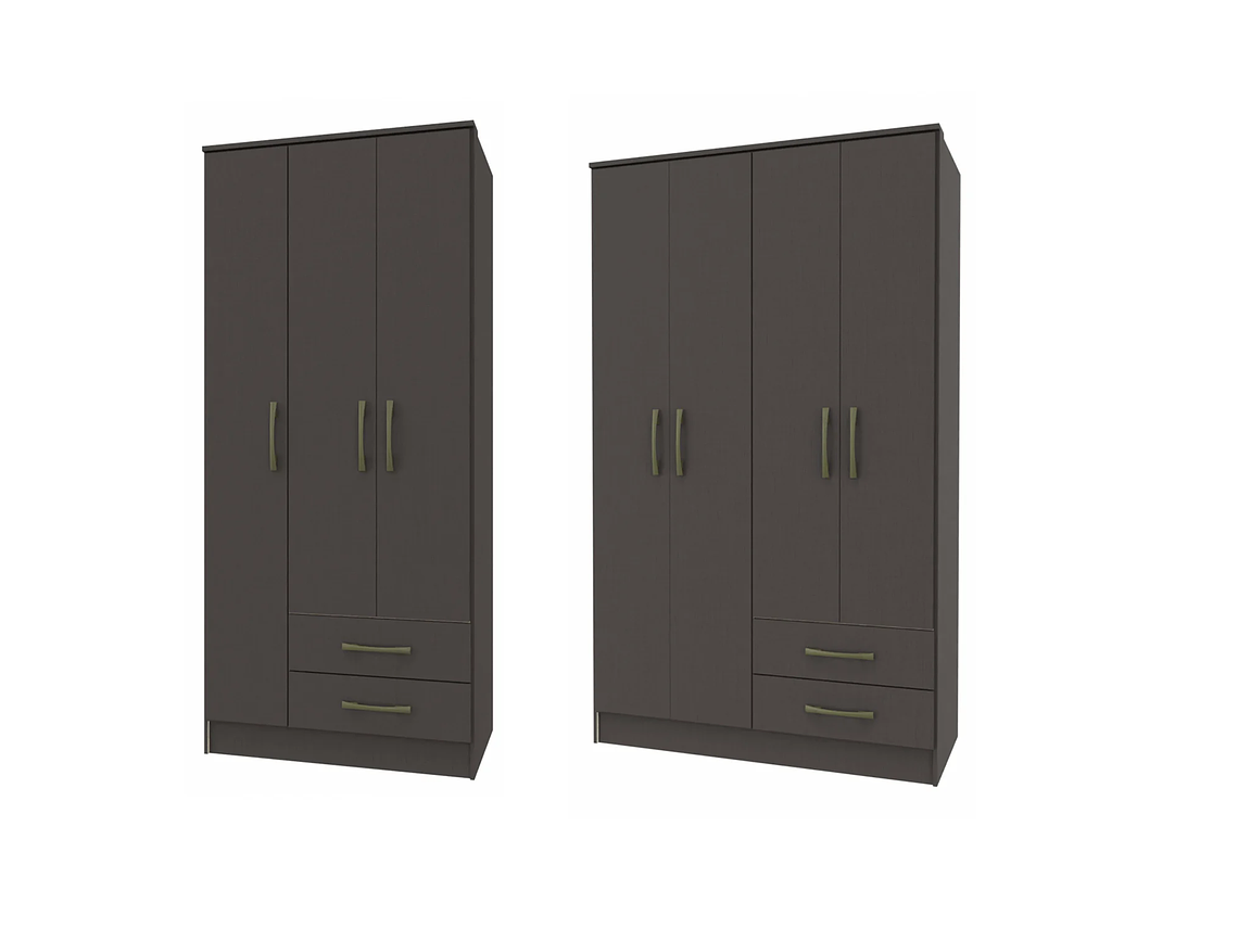 COMBO CLOSET VEKKA HOME PEQUIM 3 PUERTAS 2 CAJONES + CLOSET 4 PUERTAS 2 CAJONES GRAFITO 1