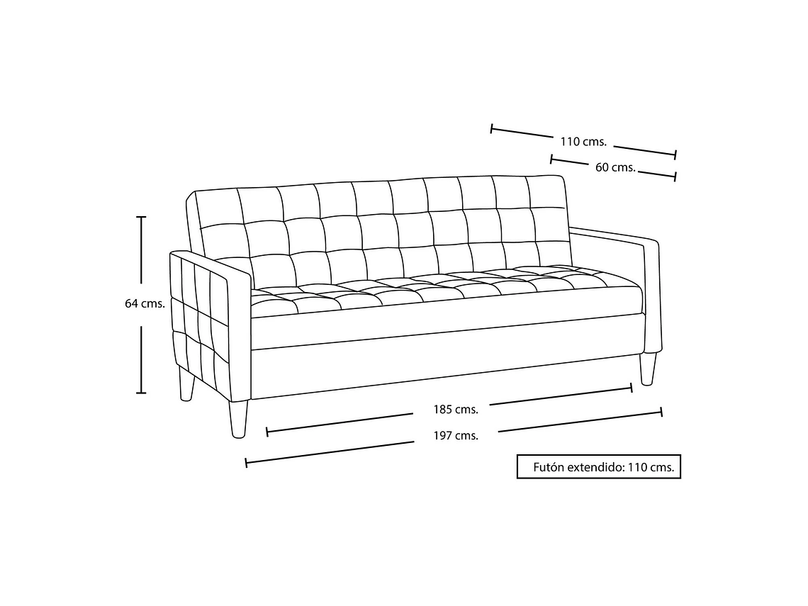 FUTON GENOVA CUERO KENTUCKY NEGRO 6