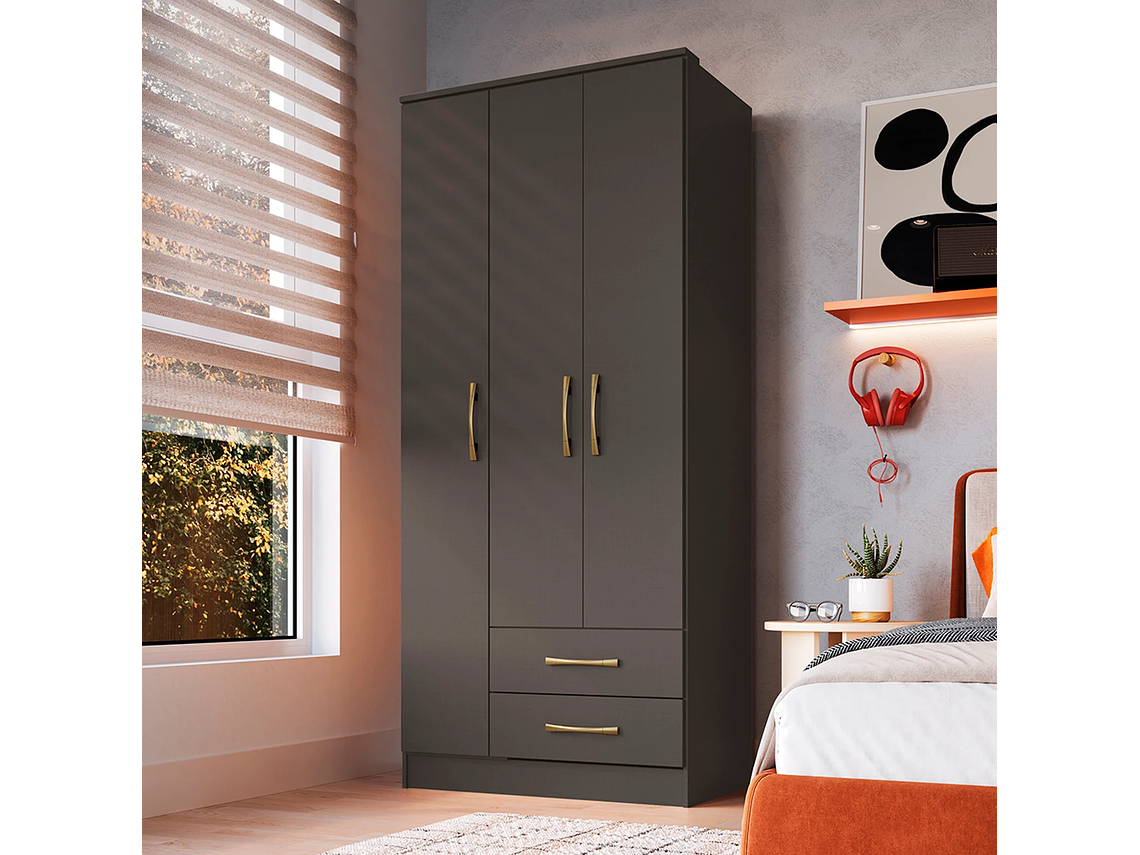 COMBO CLOSET VEKKA HOME PEQUIM 3 PUERTAS 2 CAJONES + CLOSET 4 PUERTAS 2 CAJONES GRAFITO 6