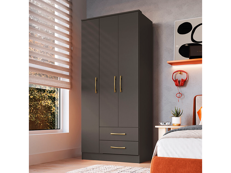 COMBO CLOSET VEKKA HOME PEQUIM 3 PUERTAS 2 CAJONES + CLOSET 4 PUERTAS 2 CAJONES GRAFITO 6