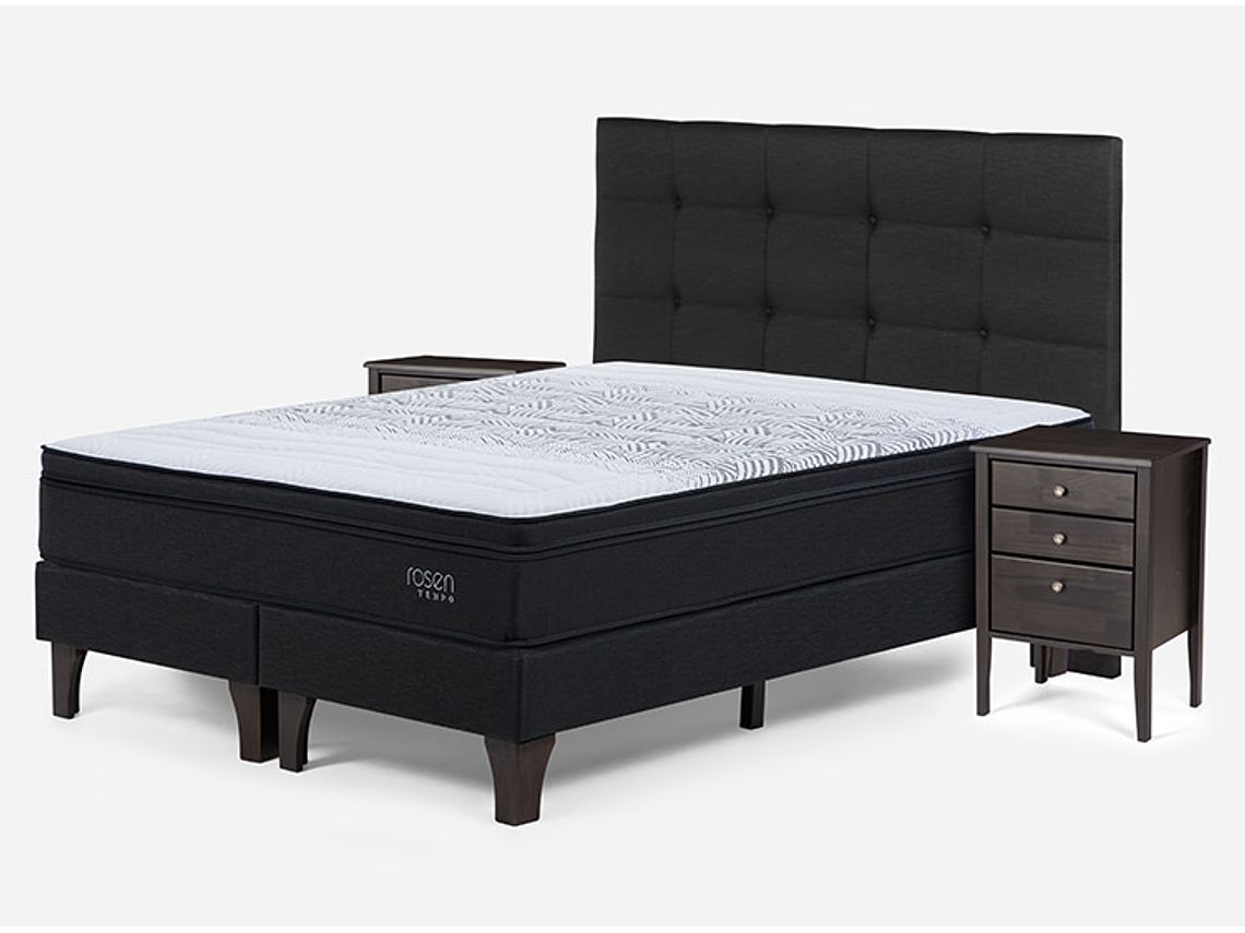 JUEGO DE DORMITORIO ROSEN CAMA EUROPEA TEMPO KING + SET ISSEY GRAFITO 2