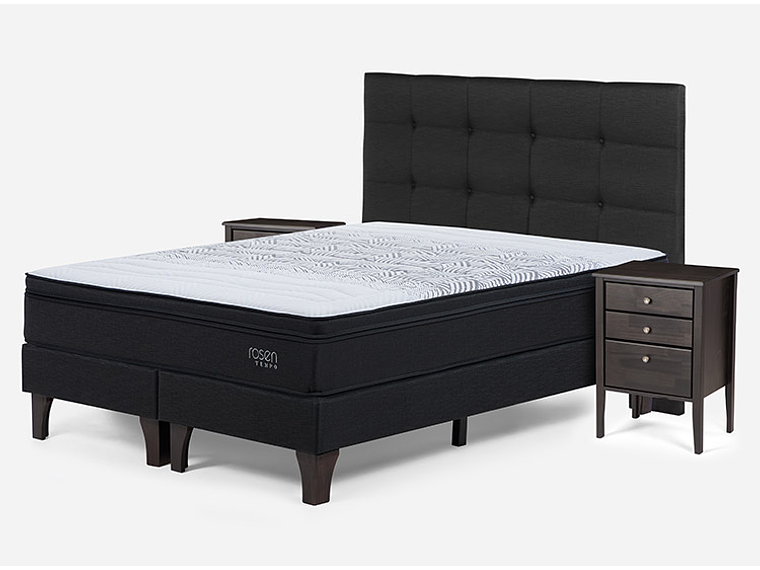 JUEGO DE DORMITORIO ROSEN CAMA EUROPEA TEMPO KING + SET ISSEY GRAFITO 2