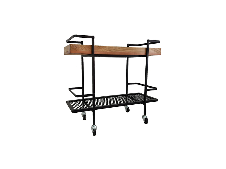 CARRO BAR ILOFT MÉRIDA ROBLE ESTILO INDUSTRIAL 73X33X85 ACERO 2