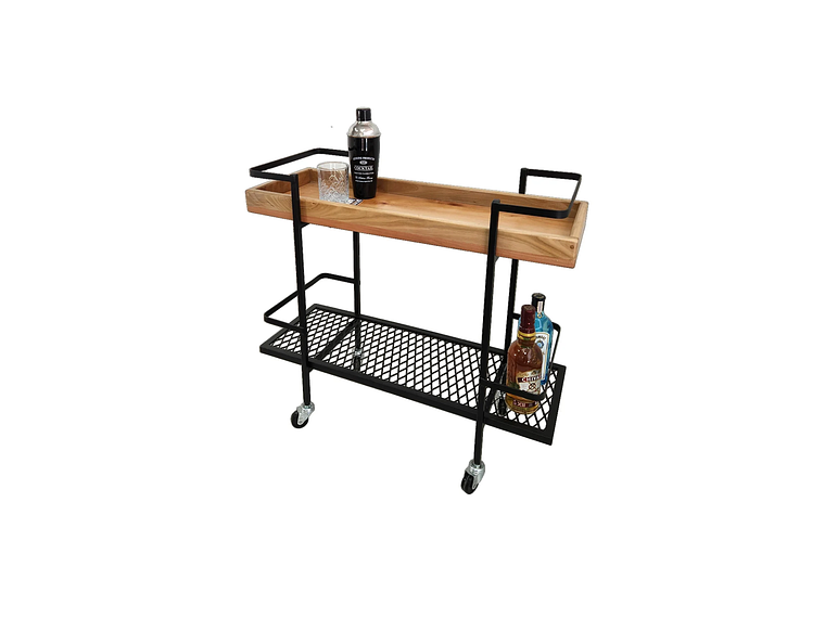 CARRO BAR ILOFT MÉRIDA ROBLE ESTILO INDUSTRIAL 73X33X85 ACERO 3