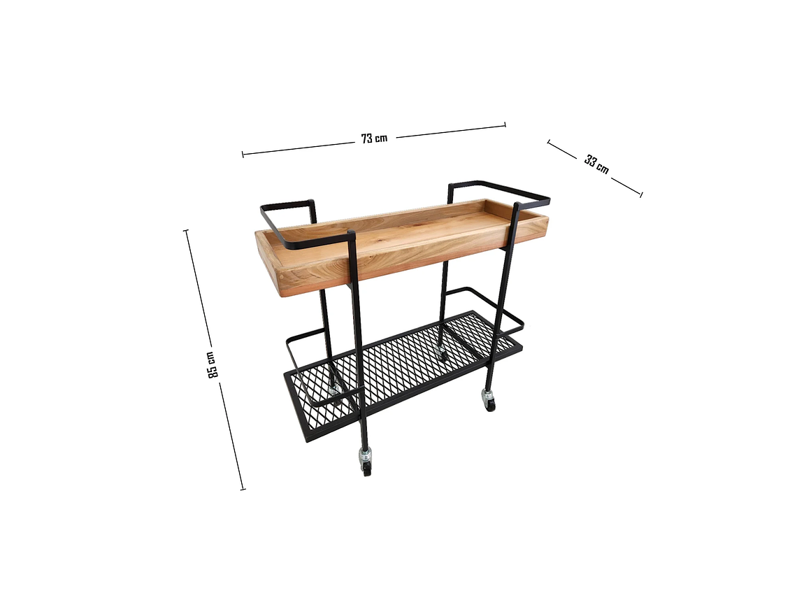 CARRO BAR ILOFT MÉRIDA ROBLE ESTILO INDUSTRIAL 73X33X85 ACERO 4