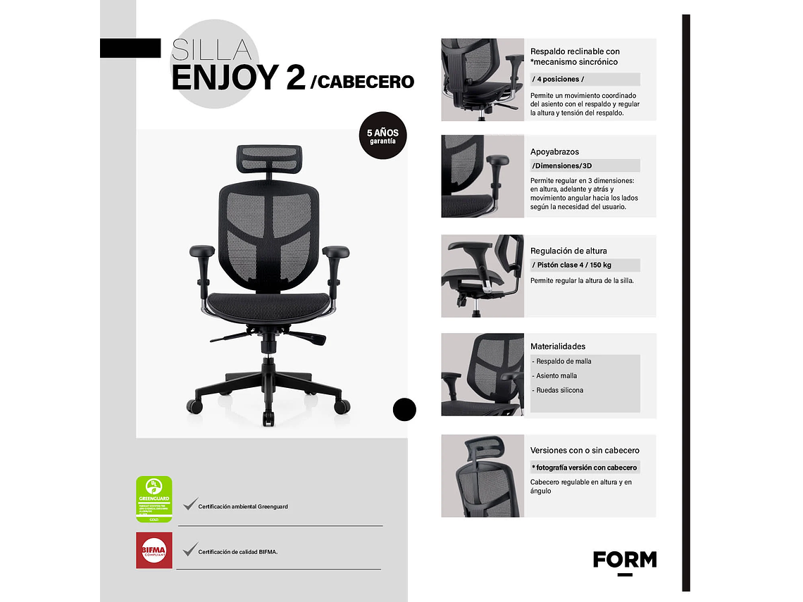 SILLA ENJOY 2 C/CABECERO NEGRO FORM 5