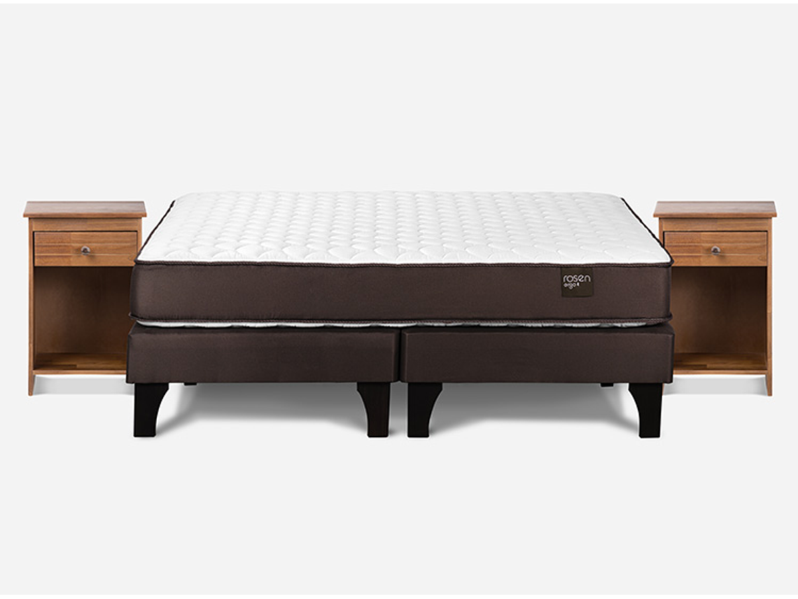 JUEGO DE DORMITORIO ROSEN CAMA EUROPEA ERGO T NEW BD 2 PLAZAS + VELADORES TABOR CAFE 1
