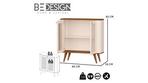BUFFET BE DESIGN NEON PERLA 4 PUERTAS CARAMELO