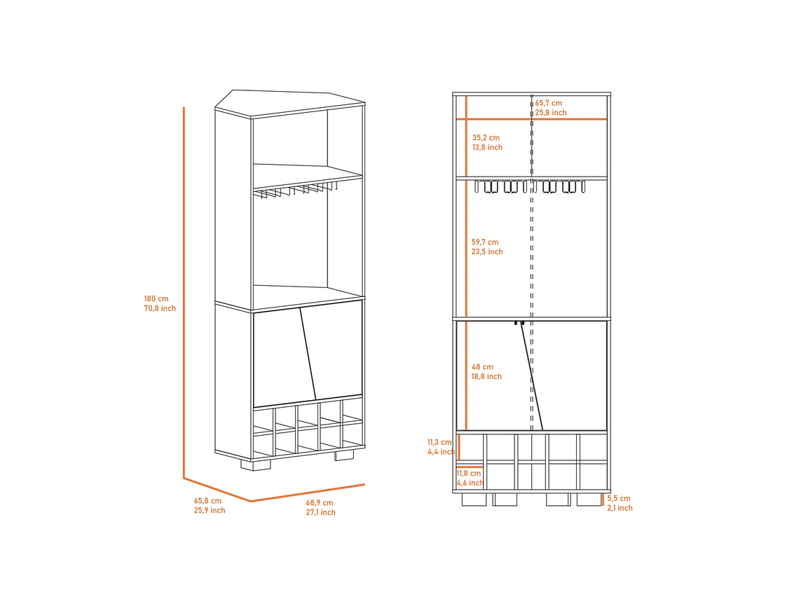 BAR FMFURNITURE ESQUINERO 10 BOTELLEROS FM 006C OSCURO CAFE 4