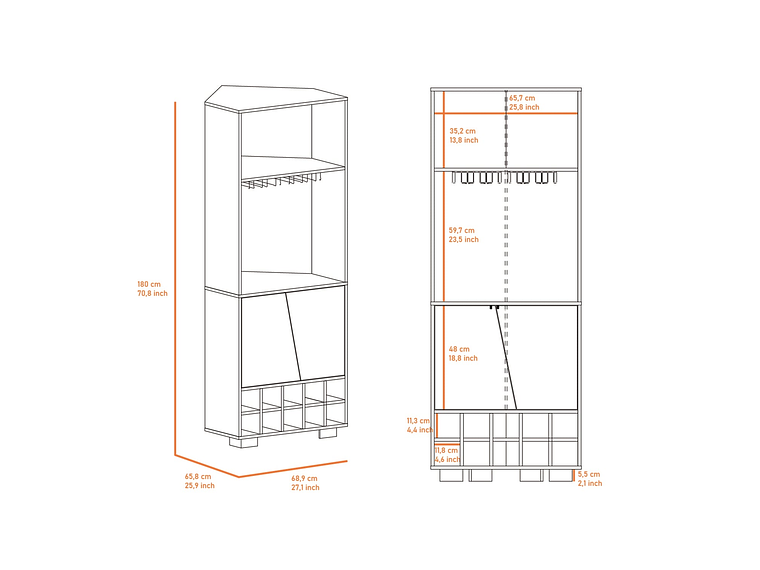 BAR FMFURNITURE ESQUINERO 10 BOTELLEROS FM 006C OSCURO CAFE 4