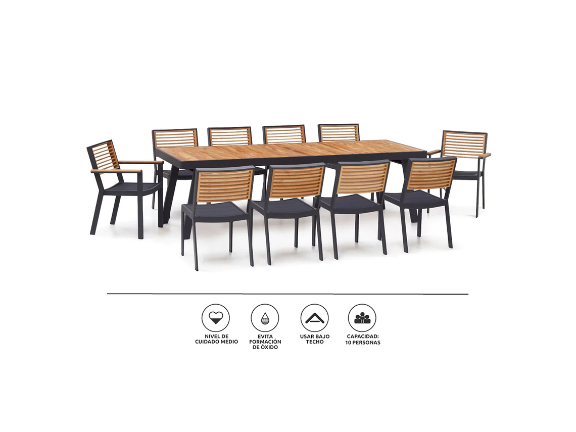 JUEGO COMEDOR TERRAZA ROSEN MARASUSA 4 CUERPOS CAFE 10 PERSONAS 4