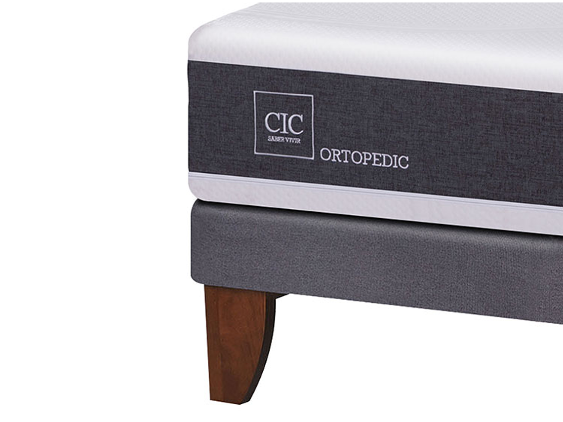 JUEGO DE DORMITORIO CIC CAMA EUROPEA NEW ORTOPEDIC KING + MADERAS MILAN + ALMOHADAS 3