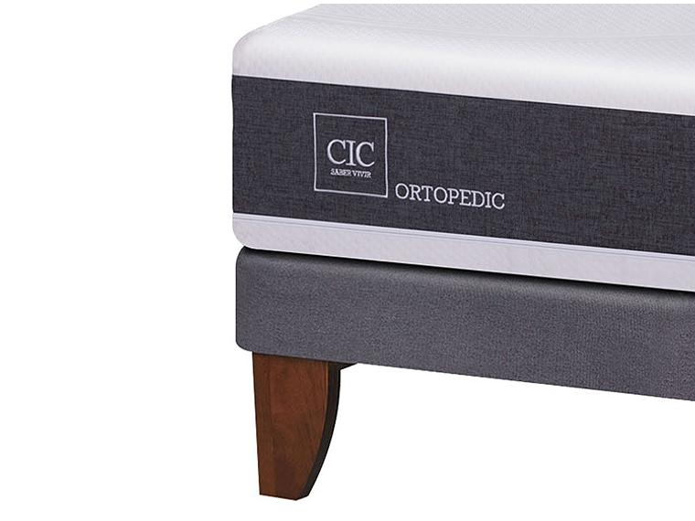 JUEGO DE DORMITORIO CIC CAMA EUROPEA NEW ORTOPEDIC KING + MADERAS MILAN + ALMOHADAS 3