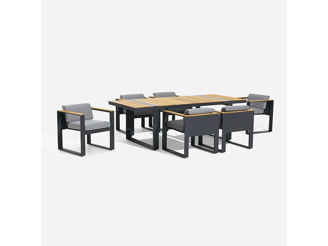 JUEGO COMEDOR ROSEN GRAFITO TERRAZA HOLBOX 7 PIEZAS 1