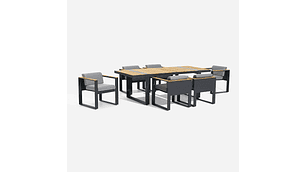 JUEGO COMEDOR ROSEN GRAFITO TERRAZA HOLBOX 7 PIEZAS