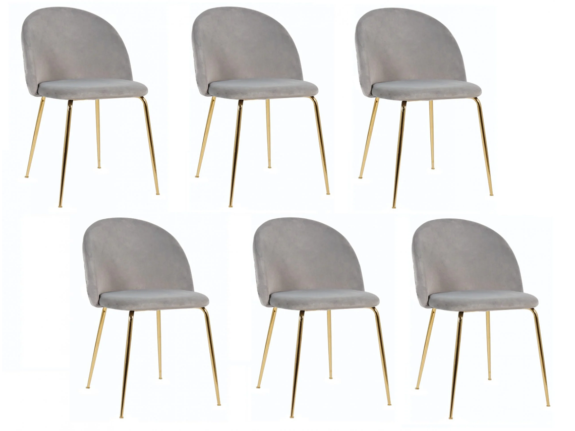 PACK HABITA2 FELPA GRIS 6 SILLA SITIAL TERCIOPELO GOLD 1