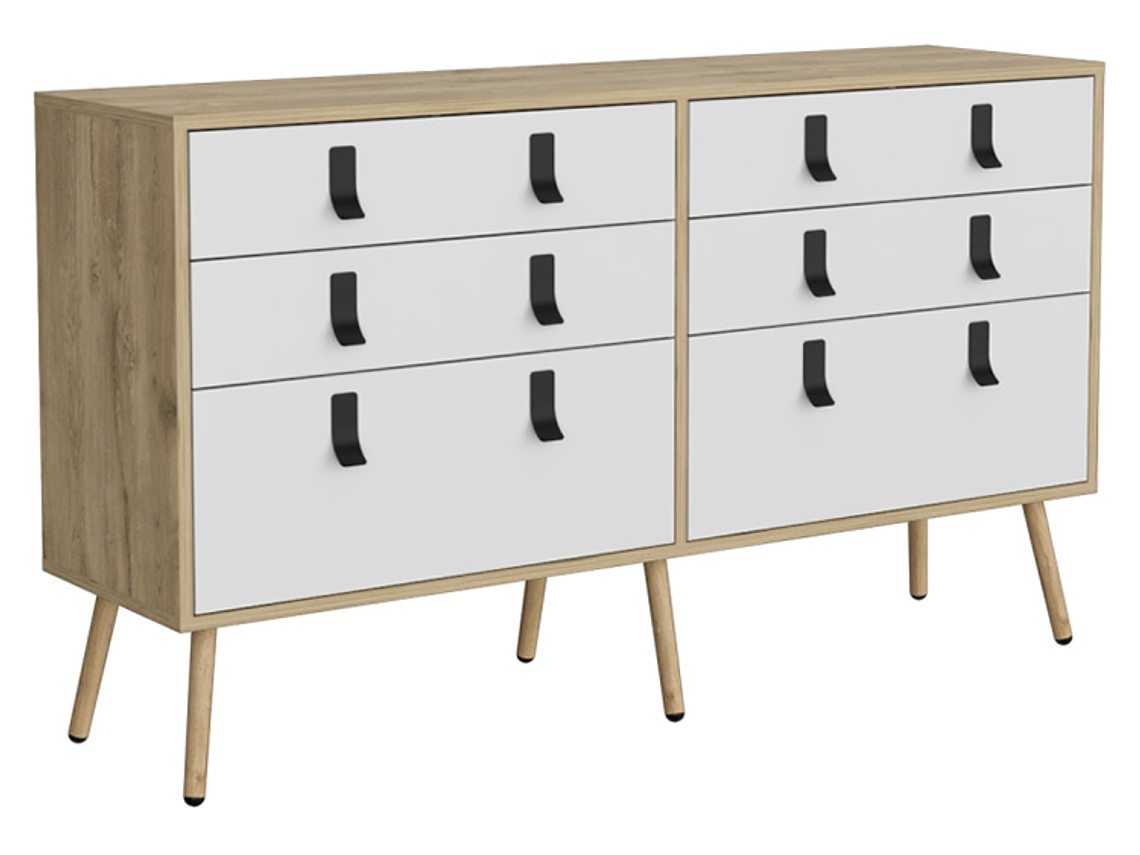 CÓMODA TUHOME HUNA DOBLE 6 CAJONES CAFÉ CLARO 2