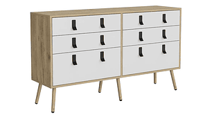 CÓMODA TUHOME HUNA DOBLE 6 CAJONES CAFÉ CLARO