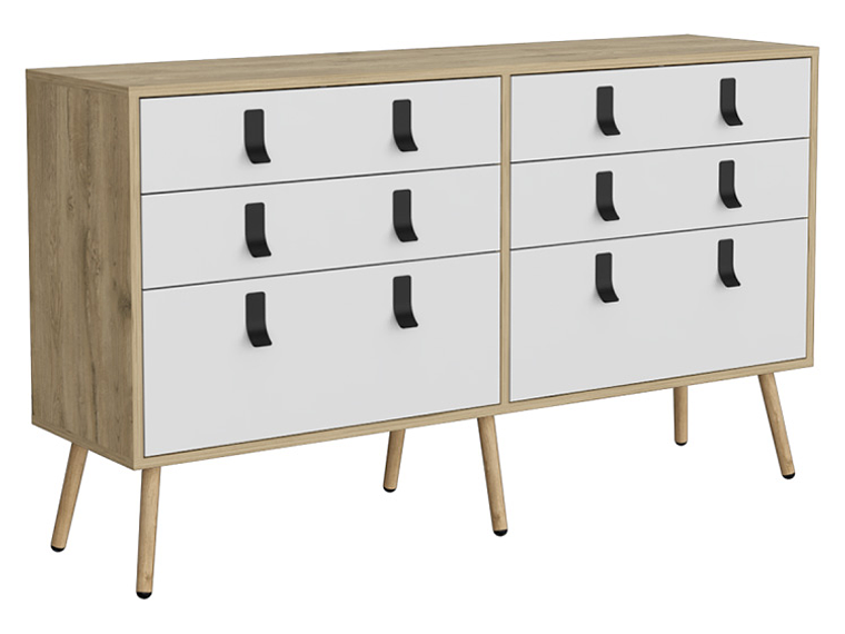 CÓMODA TUHOME HUNA DOBLE 6 CAJONES CAFÉ CLARO 2