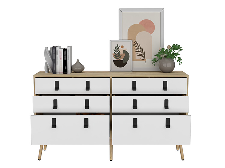 CÓMODA TUHOME HUNA DOBLE 6 CAJONES CAFÉ CLARO 3