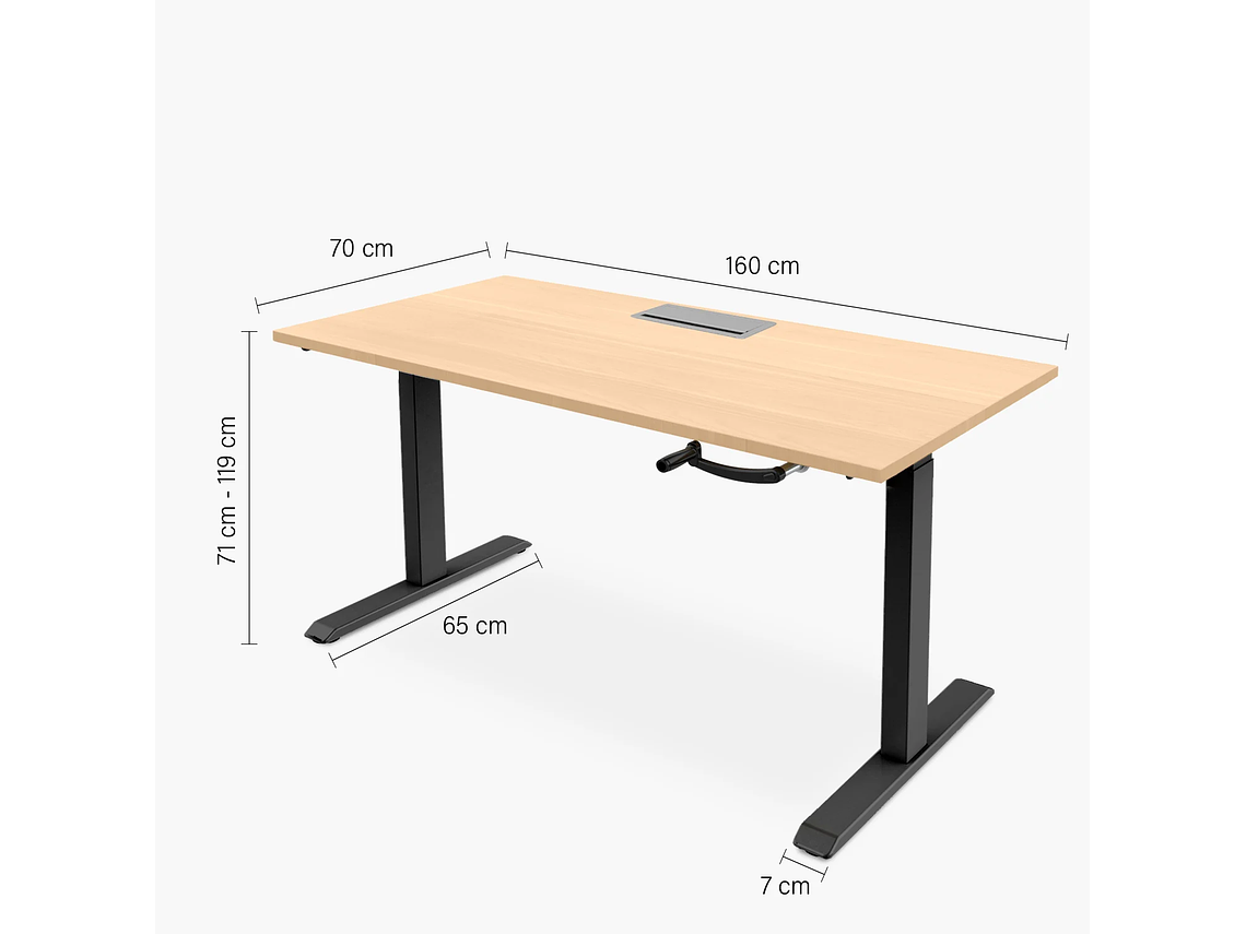ESCRITORIO FORM OFFICE COSMO 160X70 AJUSTABLE CON PASACABLES METAL 2