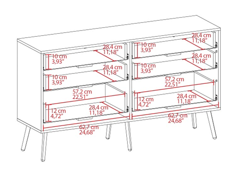 CÓMODA TUHOME HUNA DOBLE 6 CAJONES CAFÉ CLARO 6