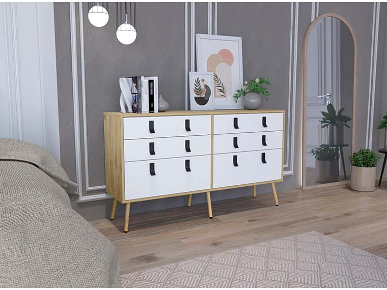 CÓMODA TUHOME HUNA DOBLE 6 CAJONES CAFÉ CLARO 7