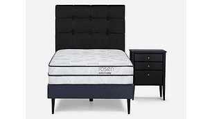 JUEGO DE DORMITORIO ROSEN CAMA EUROPEA AUTONOMY SKY 1.5 PLAZAS + SET ISSEY GRAFITO