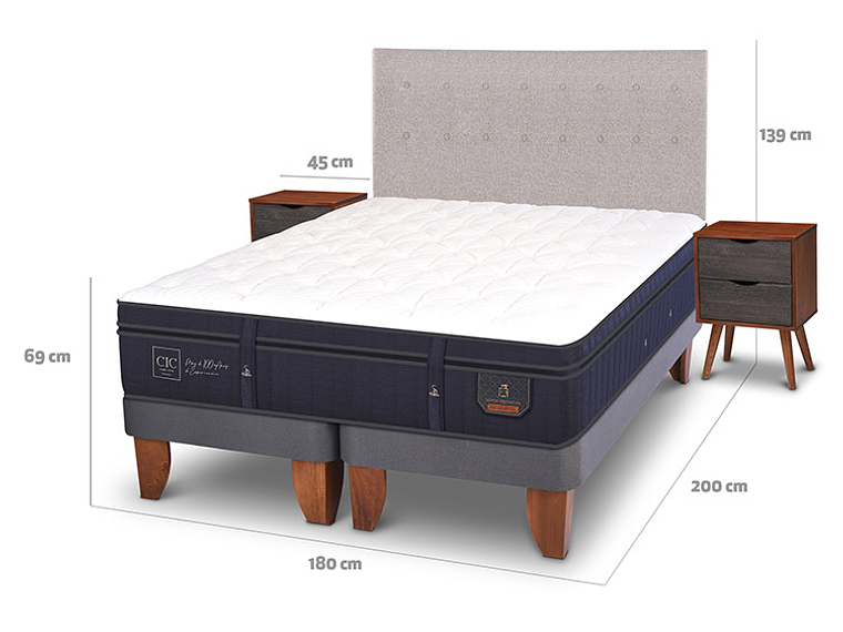 JUEGO DE DORMITORIO CIC CAMA EUROPEA SUPER PREMIUM KING + SET TIGRIS 3