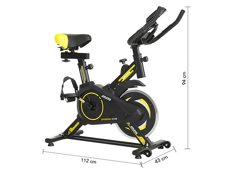 BICICLETA SPINNING ATLETIS 1639650 CAPACIDAD 100 KG AMARILLO 7