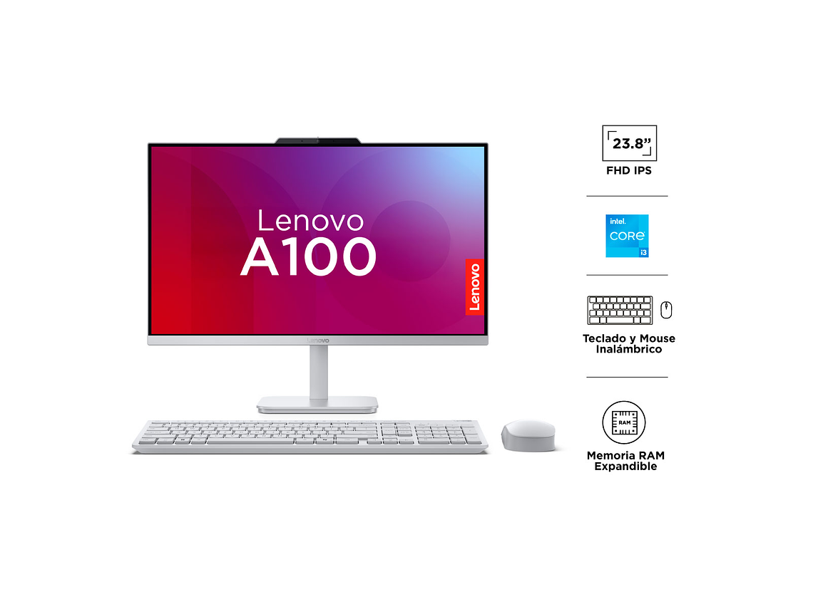 ALL IN ONE LENOVO IDEACENTRE A100 INTEL CORE I3 8GB RAM 512GB SSD 23.8