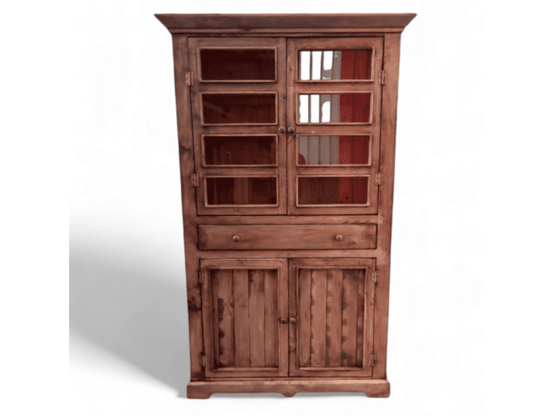 VITRINA TAIKKEE MADERA NOGAL COPAS Y BOTELLAS DECAPADO 2