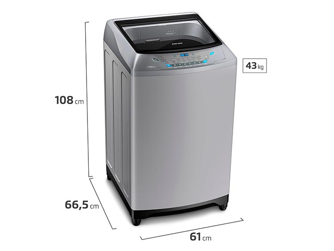 LAVADORA CARGA SUPERIOR FENSA PREMIUM CARE 20 SZ 20KG PLATA 6