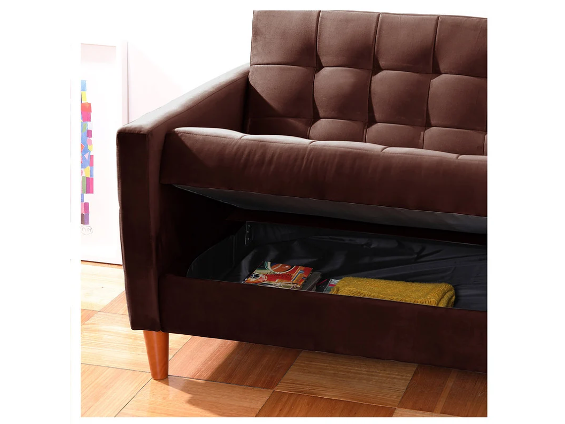 FUTON LATAM HOME GENOVA 3 CUERPOS CHOCOLATE TELA VELVET 5