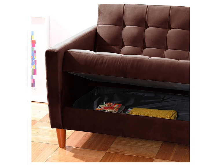 FUTON LATAM HOME GENOVA 3 CUERPOS CHOCOLATE TELA VELVET 5