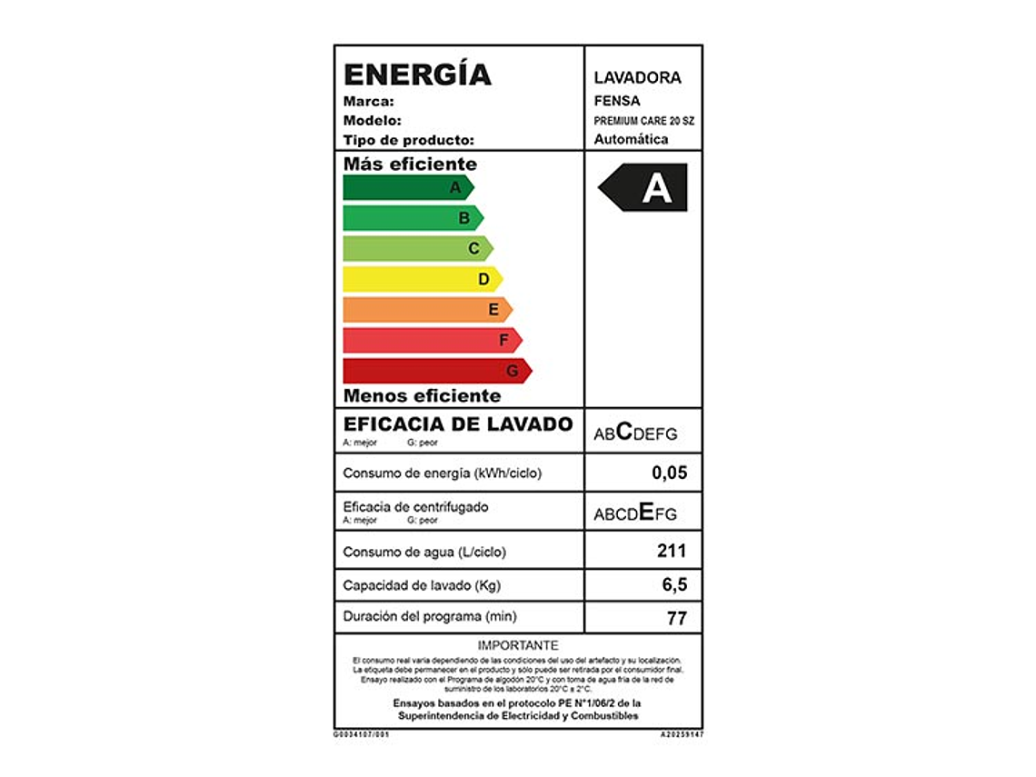 LAVADORA CARGA SUPERIOR FENSA PREMIUM CARE 20 SZ 20KG PLATA 8