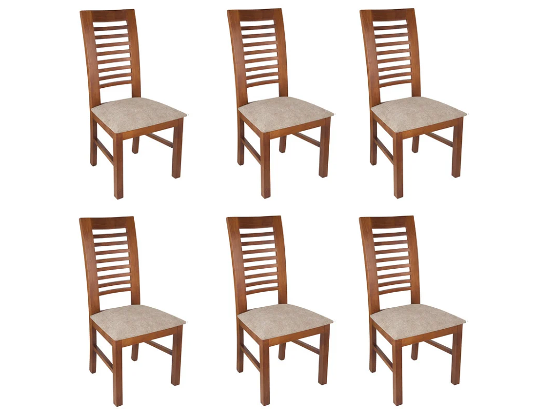 SILLAS ARTHOME LUCIANA MADERA PACK 6 MIEL TAPIZ CAFÉ JASPEADO 1