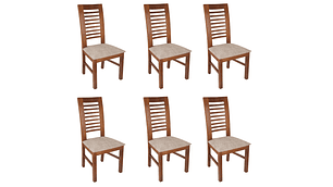 SILLAS ARTHOME LUCIANA MADERA PACK 6 MIEL TAPIZ CAFÉ JASPEADO