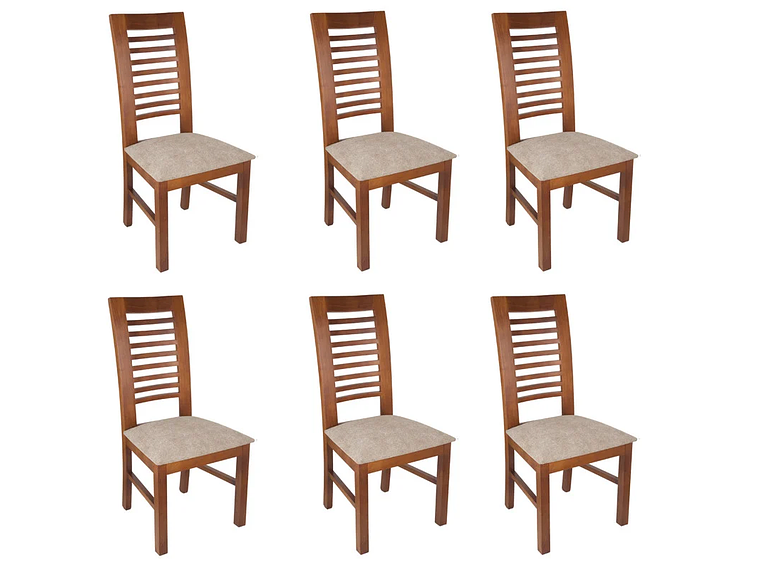 SILLAS ARTHOME LUCIANA MADERA PACK 6 MIEL TAPIZ CAFÉ JASPEADO 1