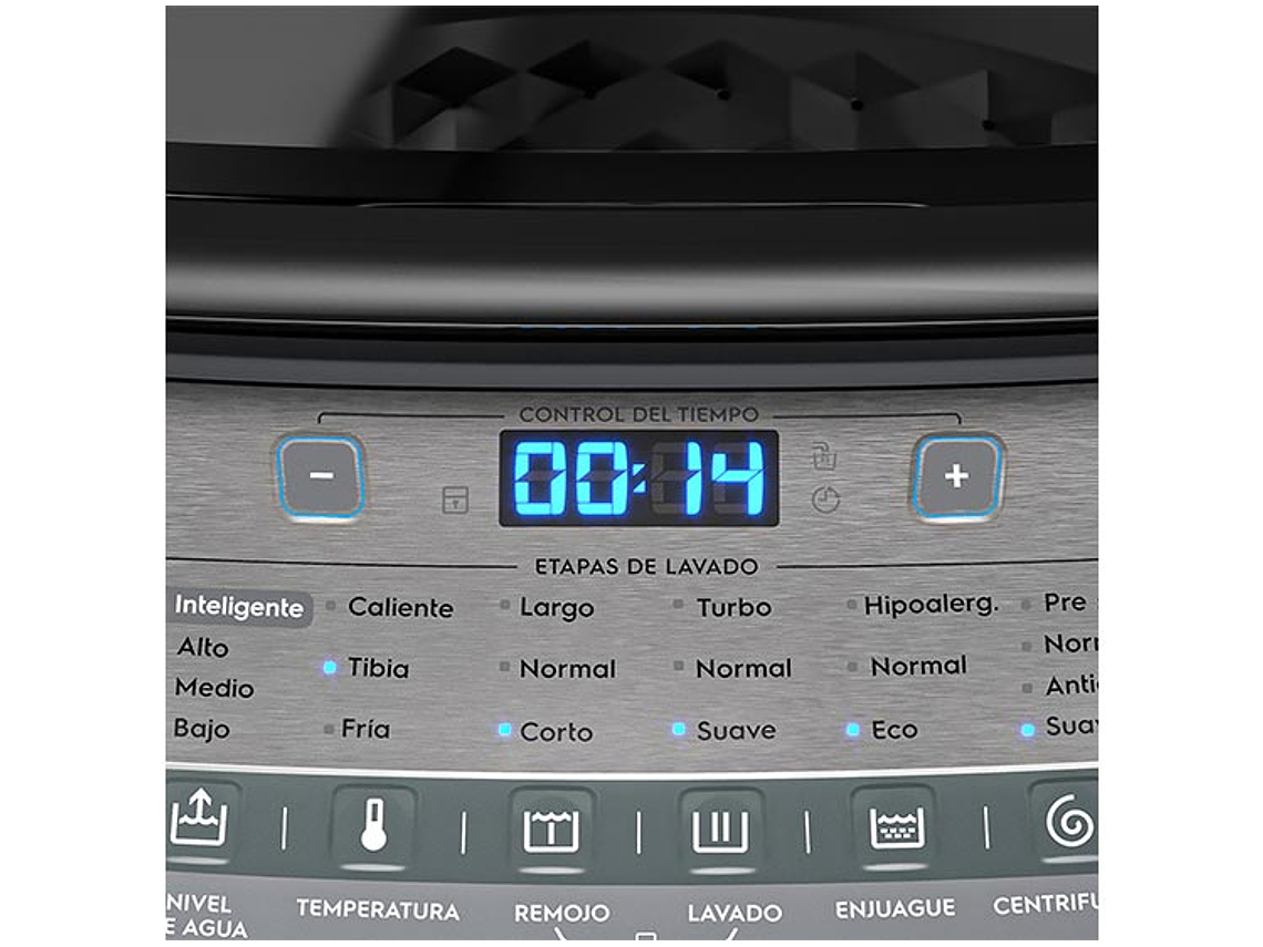 LAVADORA CARGA SUPERIOR FENSA PREMIUM CARE 20 SZ 20KG PLATA 9