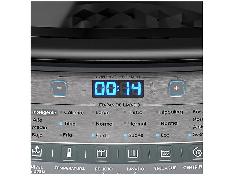 LAVADORA CARGA SUPERIOR FENSA PREMIUM CARE 20 SZ 20KG PLATA 9