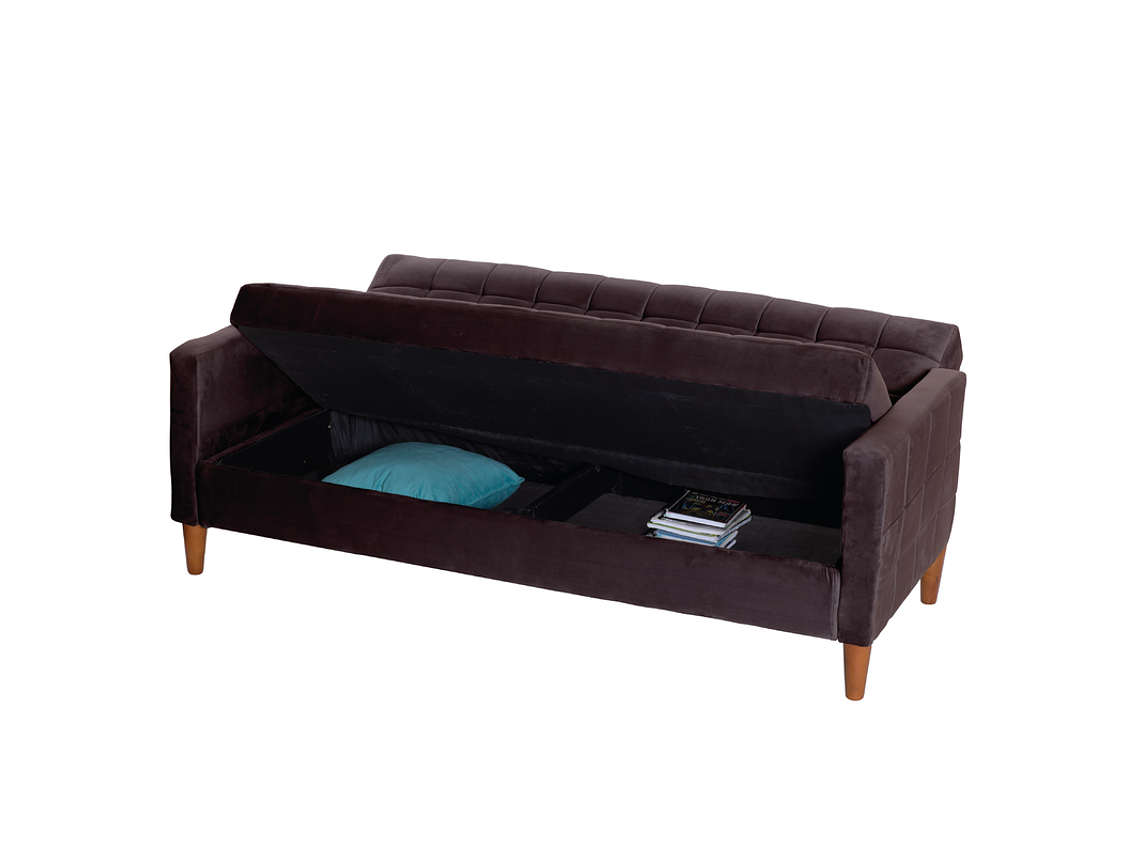 FUTON LATAM HOME GENOVA 3 CUERPOS CHOCOLATE TELA VELVET 8