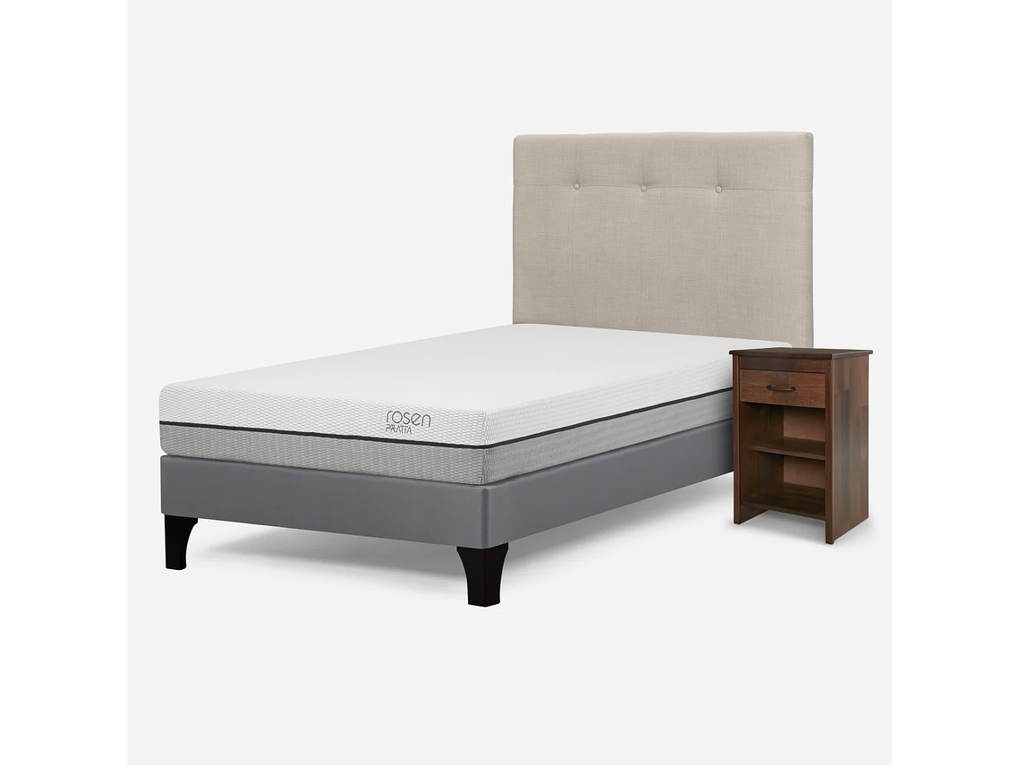 CAMA PRATTA 1 PLAZA + RESPALDO NEW BENNET Y VELADOR MAURICE 2