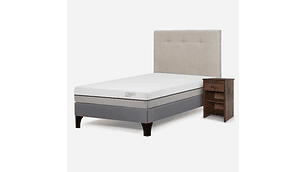 CAMA PRATTA 1 PLAZA + RESPALDO NEW BENNET Y VELADOR MAURICE