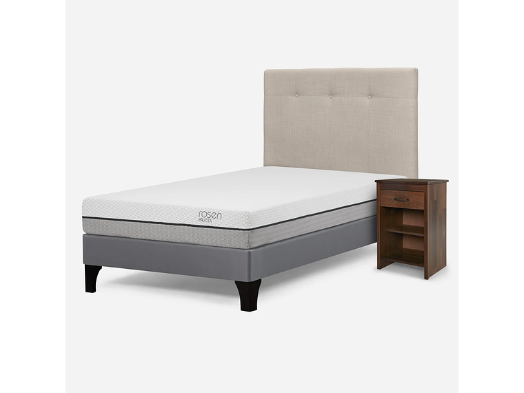 CAMA PRATTA 1 PLAZA + RESPALDO NEW BENNET Y VELADOR MAURICE 2