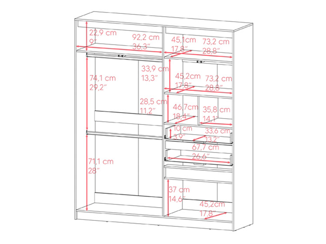 CLOSET TUHOME AUSTIN 6 PUERTAS 2 CAJONES CHOCOLATE 6
