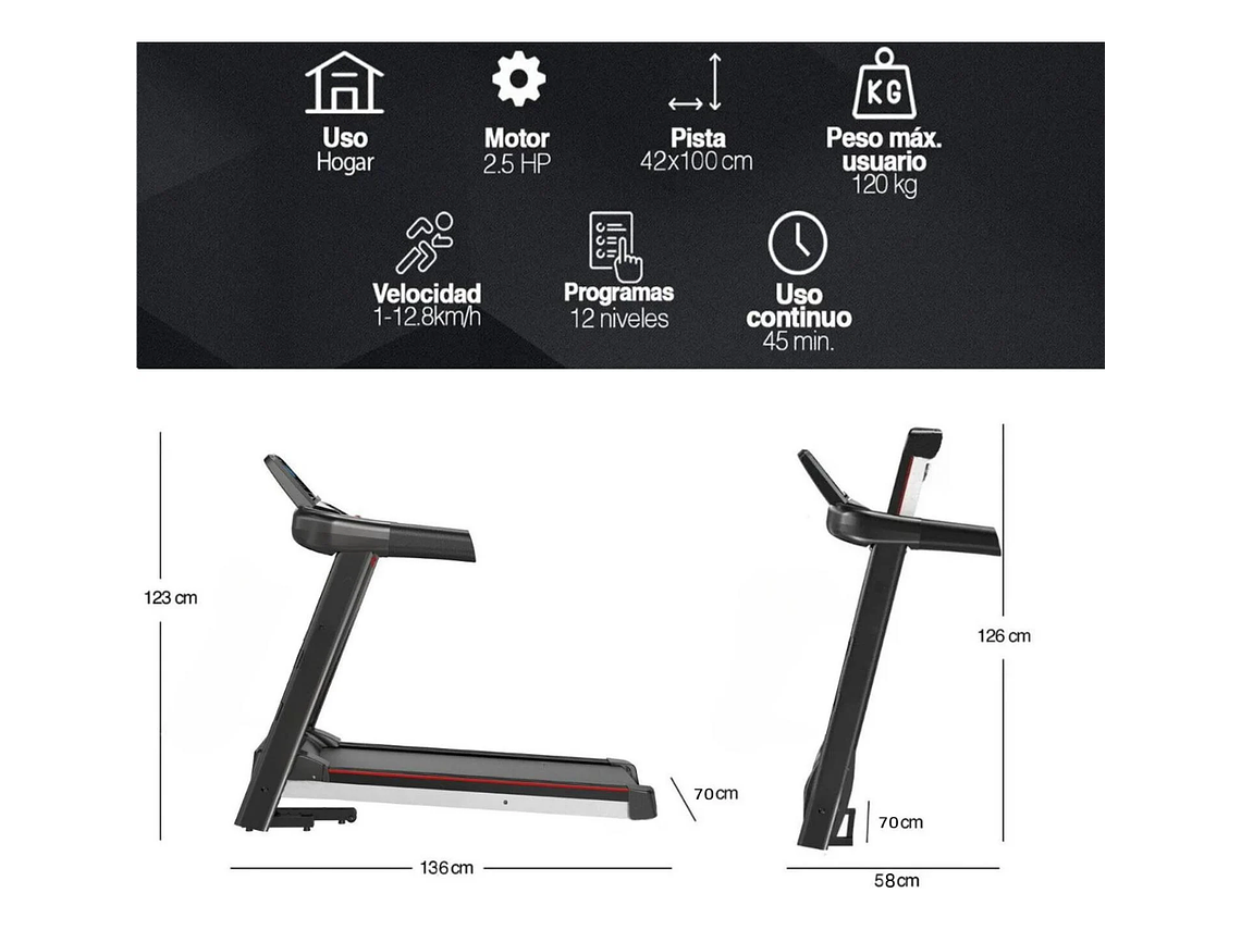 TROTADORA ELÉCTRICA YEP 1024 12.8 KM/H SPORT 3 NIVELES INCLINACIÓN 2