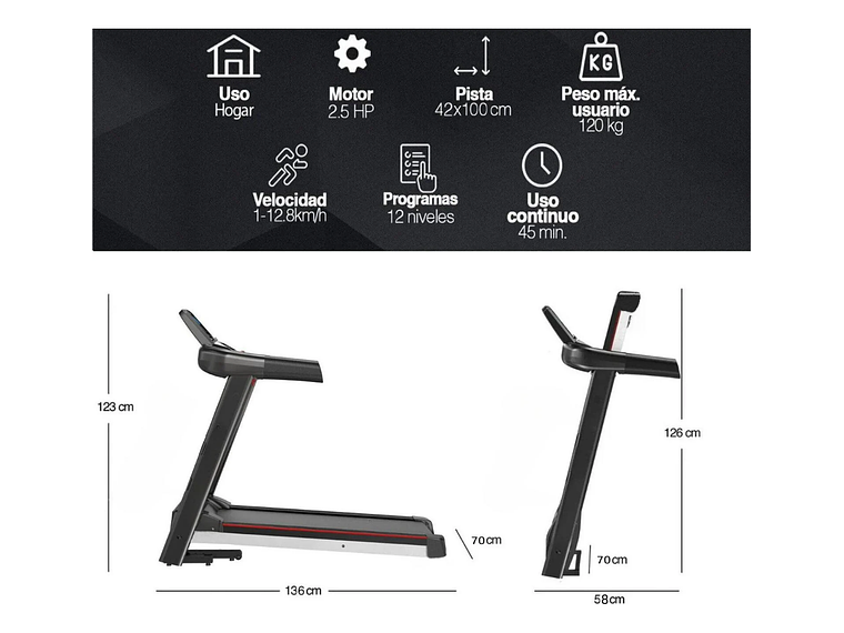 TROTADORA ELÉCTRICA YEP 1024 12.8 KM/H SPORT 3 NIVELES INCLINACIÓN 2