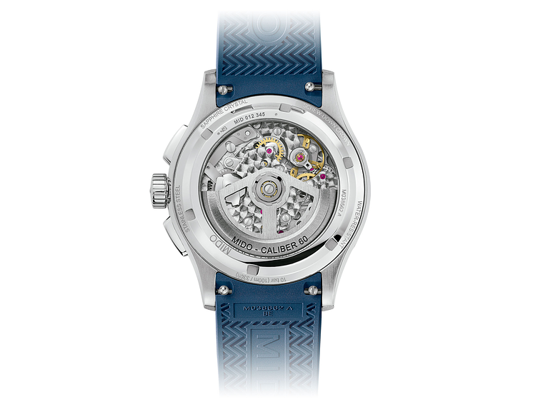 RELOJ MIDO MULTIFORT SKELETON CHRONOGRAPH RESINA AZUL 3